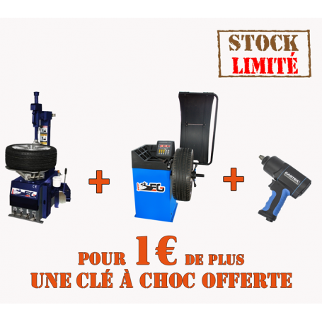 Lot de Démonte pneu automatique, Equilibreuse automatique BALANCER et clé à choc offerte pour 1 euro de plus