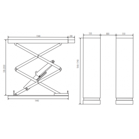 Pont élévateur ciseaux encastrable 3,t hauteur maxi 170cm 230v
